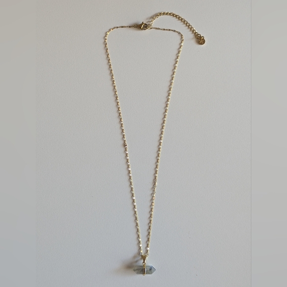 Labradorite Crystal Charm Necklace 14k Gold-plated Stainless Steel Adjustable - Picture 9 of 13